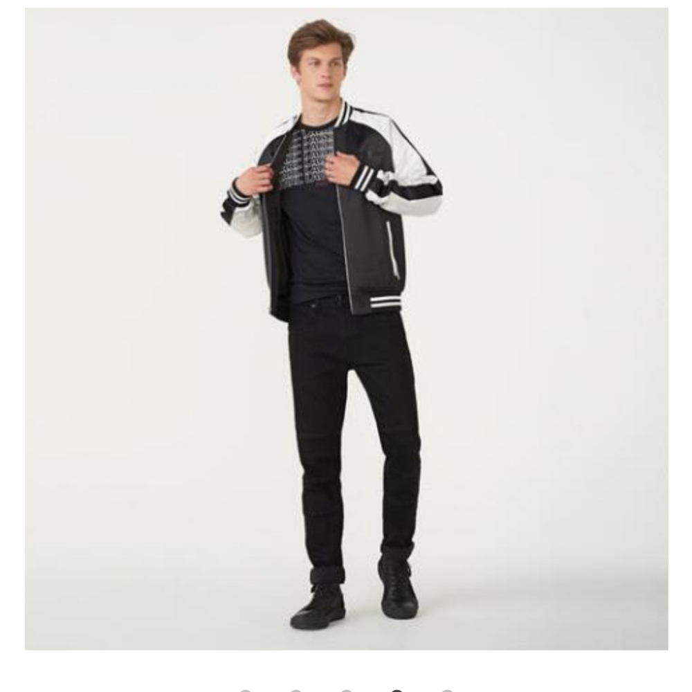NWT Karl lagerfeld XL,XXL BLACK/WHITE MAN JACKET COLOR BLOCK BOMBER - Picture 4 of 16